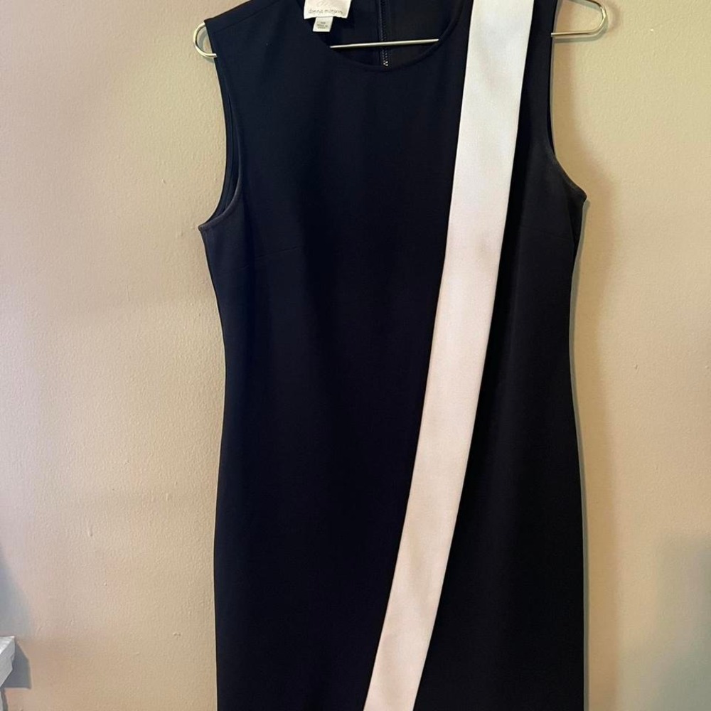 Donna‎ Morgan Black & White Sleeveless Sheath Dress Minimalist